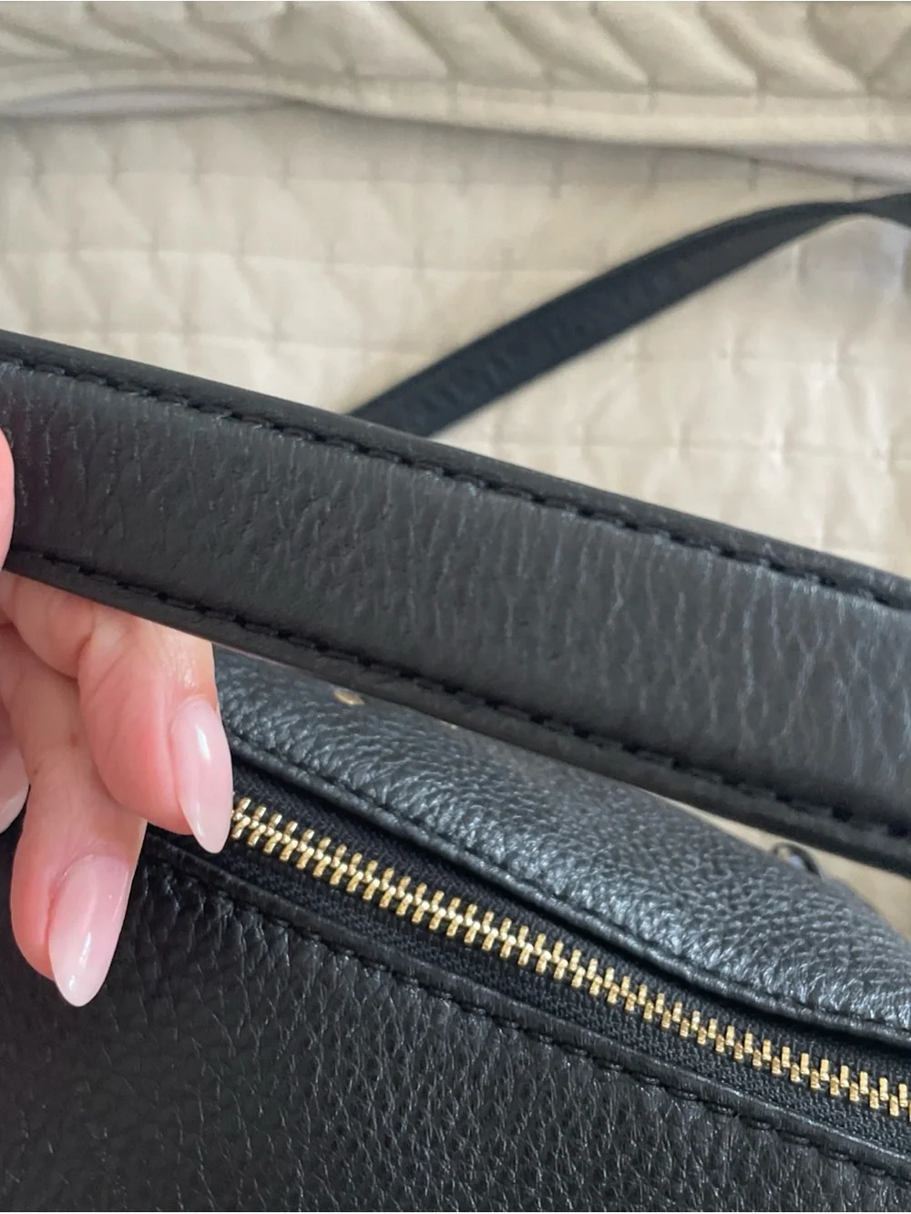 kate spade Black Pebbled Leather Crossbody with Gold Hardware